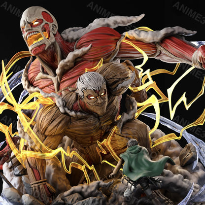 Colossal Titan & Armored Titan vs Eren Diorama STL – Epic Attack on Titan 3D Print Battle Scene 3D Printable STL Files