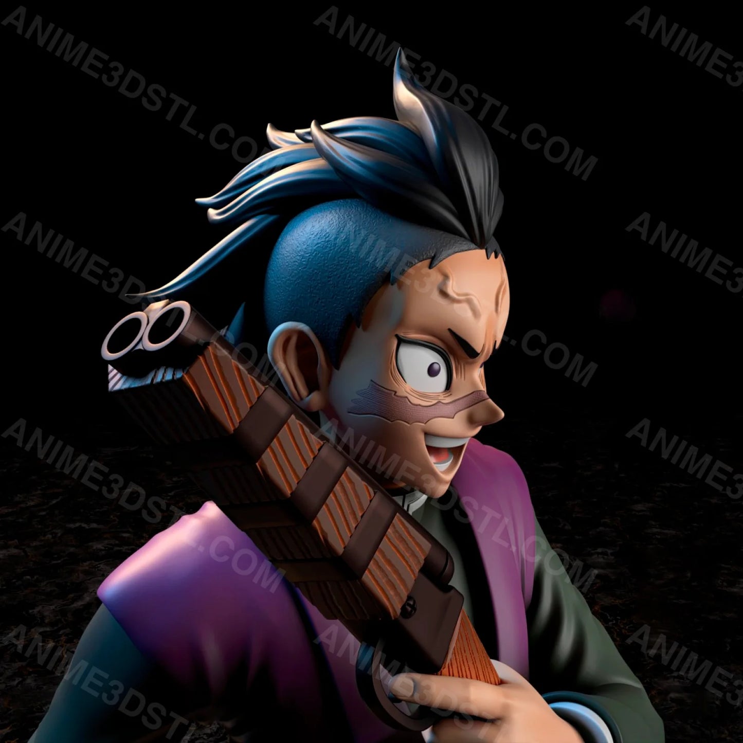Genya Shinazugawa STL – Demon Slayer 3D Model | Kimetsu no Yaiba Gun-Wielding Slayer 3D Printable STL Files